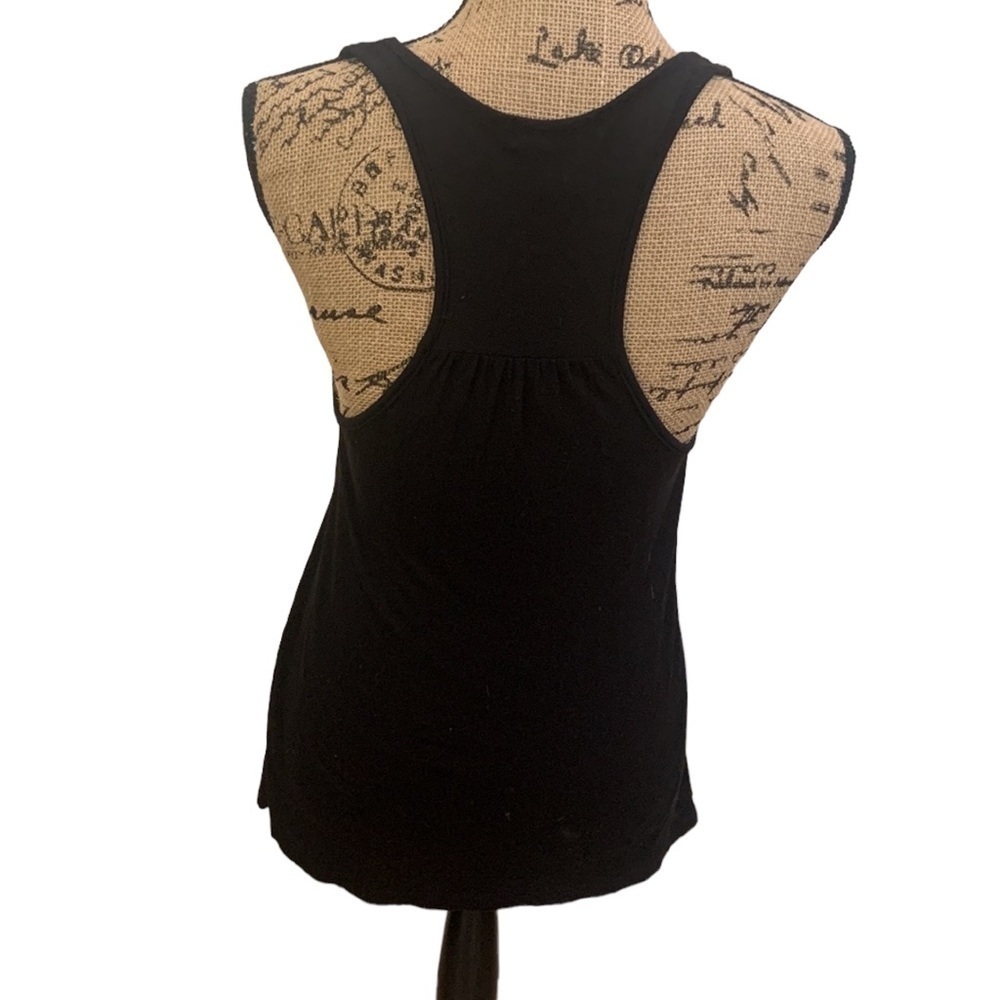 Crochet Sugar Skull Black Racerback Sleeveless Tank Top Size M - Picture 2 of 8